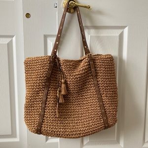 Ralph Lauren crochet straw lined shoulder bag